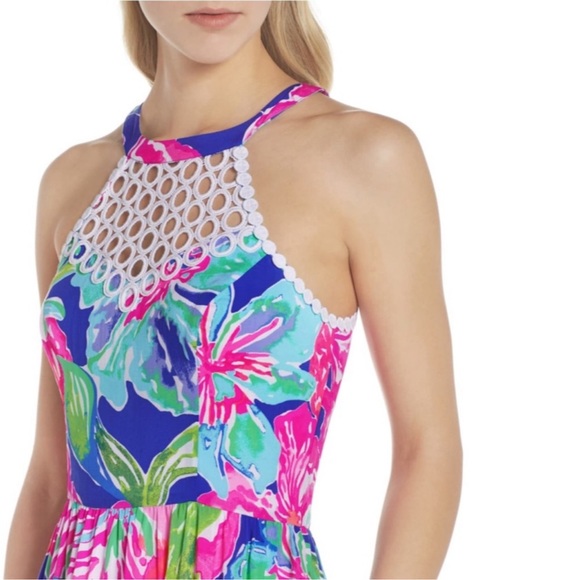 SOLD. Lilly Pulitzer Kinley Dress Beckon Blue Jungle Utopia | 10 - Picture 14 of 14